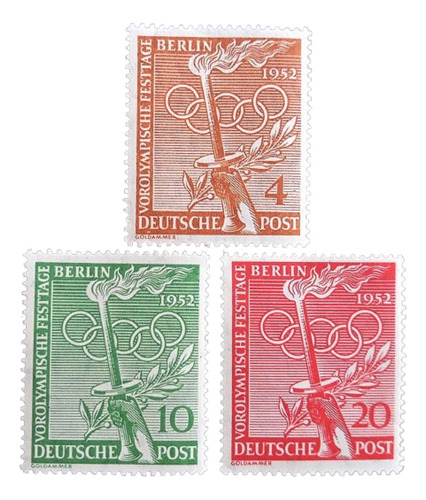 Alemania Berlín, Serie Yv 74-76 Jjoo Helsinki 52 Mint L16822