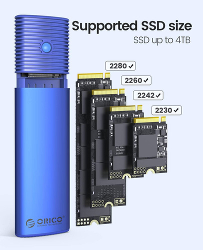 Adaptador De Caja Ssd Orico M.2 Nvme Sata Usb-c 10 Gbps