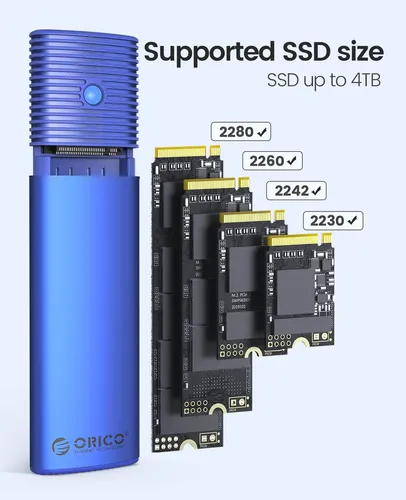 Adaptador De Caja Ssd Orico M.2 Nvme Sata Usb-c 10 Gbps