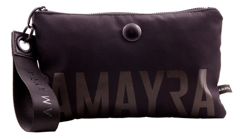 Cartera Clutch Amayra Dama Mujer Estampado Correa Acabado De Los Herrajes Niquel Color Negro Color De La Correa De Hombro Negro Diseño De La Tela Liso