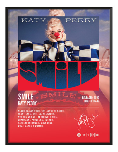 Cuadro Katy Perry Smile Album Music Firma C/marco 60x50