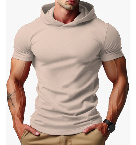 Playera Hombre Manga Corta Con Capucha Regular Fit