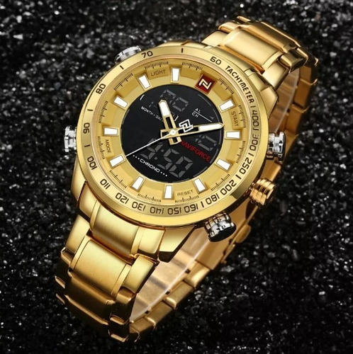 Relógio Naviforce Dourado Analógico Original Com Caixa Luxo