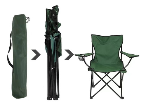 Silla Plegable Playa Camping Pesca Picnic Porta Vaso + Bolso