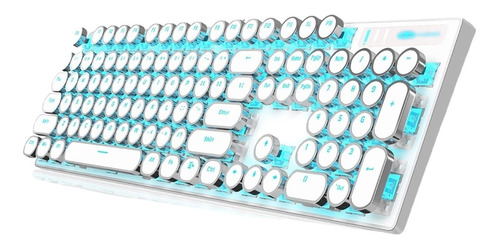 Teclado gamer Magegee Retro Punk QWERTY MageGee Blue color blanco con luz azul