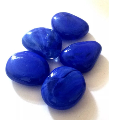 Gema Grande Piedra De Vidrio Jaspeada Azul X6 Unidades