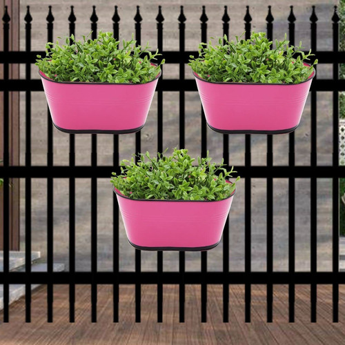 Ecofynd Maceta Metal Para Terraza 10  Barandilla Balcon Rosa