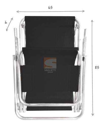Imagen 7 de 10 de Combo 2 Reposera Silla Cama Aluminio Reforzada 100 Kg Playa