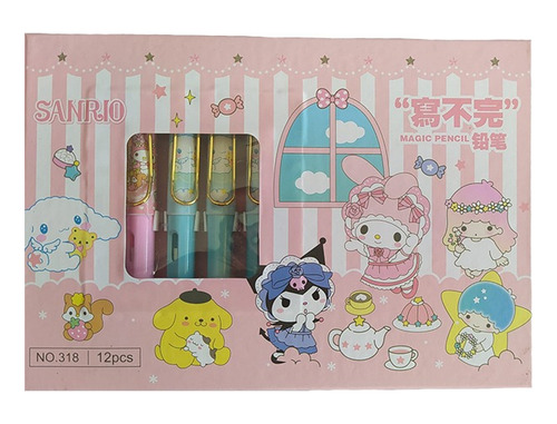 Set 12 Pzas Lápiz Infinito Sanrio Kuromi Cinnamorol Mayoreo