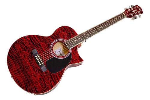 Guitarra Electroacustica Norte Atigrada Con Ecualizador Color Rojo