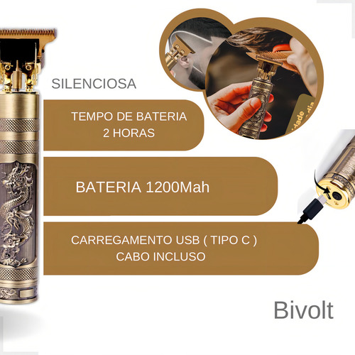 Máquina De Cortar Cabelo Fazer Barba Acabamento Dragão