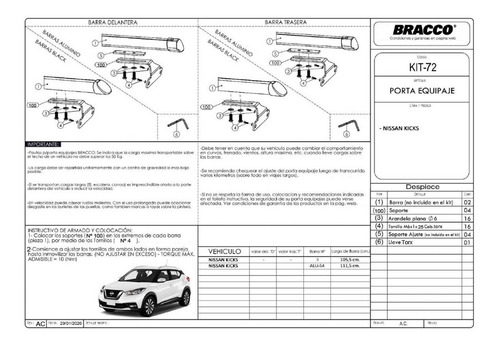 Imagen 3 de 10 de Porta Equipaje Nissan Kicks 2017+ Barras Negras Bracco
