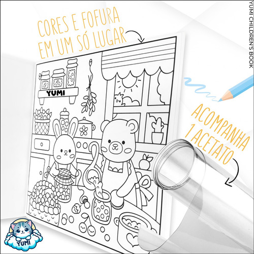 Livro De Colorir Bobbie Comfy Days Dias Quentes Folha Grossa 180g C/ Acetato Coleção Super Fofos
