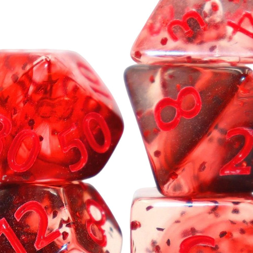 7 Piezas De Dados Poliédricos D6 D4 D8 D10 D12 D20 Rojo
