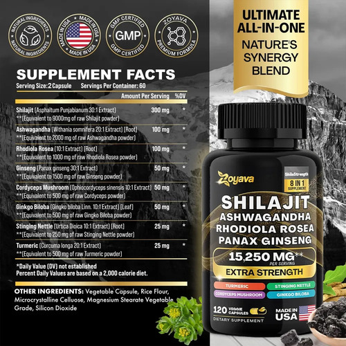 Zoyava Pure Himalayan Shilajit, 9000 Mg Por Porção