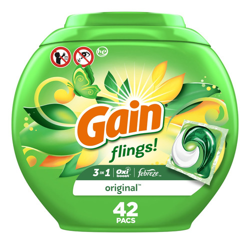 Detergente En Cápsulas Gain Pods Flings Original 42un