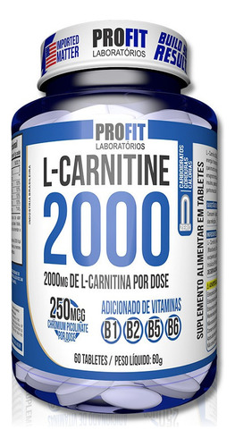 L-carnitina Carnitina 60 comprimidos 2000 mg Vitaminas B1 B2 B5 B6 Sabor Sin Sabor