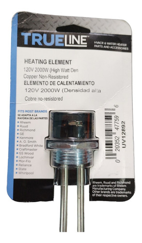 Elemento De Calentamiento - 120v 2000w - Rheem - Uv12892
