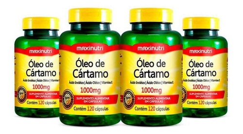 Kit 4 Oleo De Cartamo 1000mg Com 120 Capsulas Maxinutri