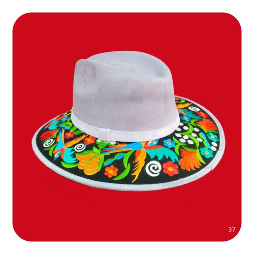 Imagen 4 de 7 de Elegante Sombrero Artesanal De Gamuza Bordado Mediano 4