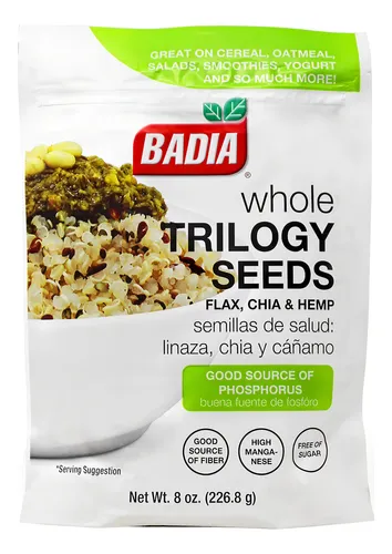 Bolsa De 8 Onzas Badia Whole Trilogy Seeds/linaza, Chia Y Ca