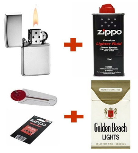 Encendedor Modelo Zippo+bencina+mecha+piedras+20 Cigarros