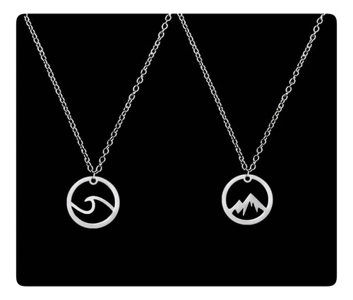 Collares Para Parejas Mar Y Montaña Acero Inoxidable