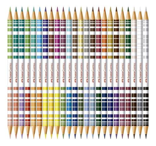 Lápis De Cor Faber Castell Bicolor 48 Cores 24 Lápis Redondo