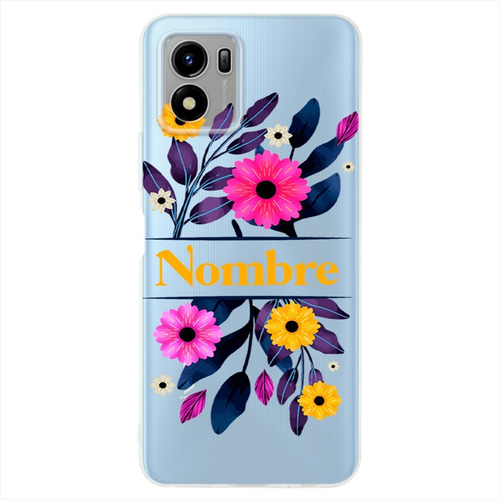 Funda Para Vivo Antigolpes Flores Personalizada Con Nombre