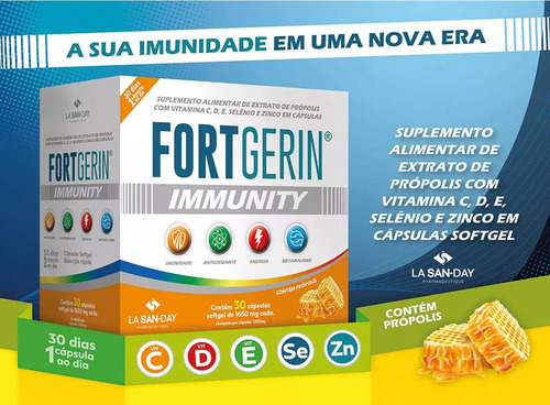 Suplemento Fortgerin Immunity 30 Cápsulas - La San Day Sabor Sem Sabor