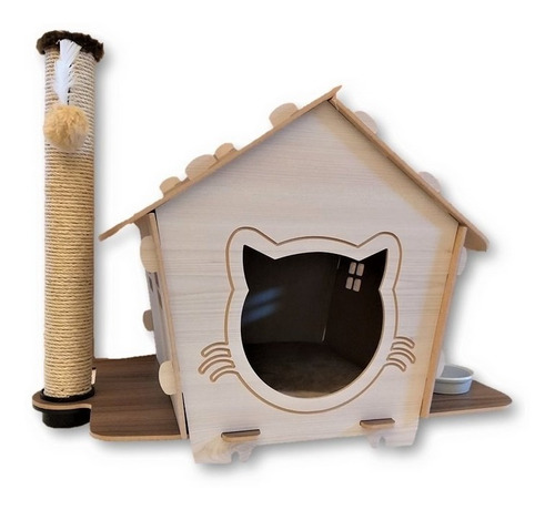 Imagem 5 de 6 de Casa Casinha Gato Com Comedouros E Arranhador Desmontável