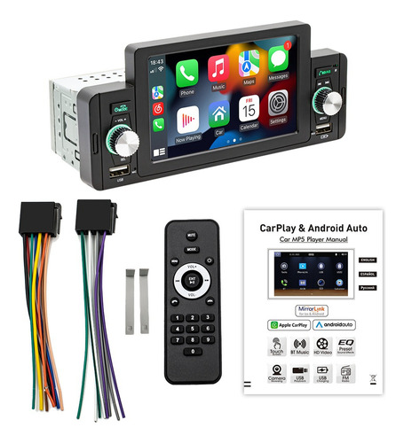 A Autoestéreo 1din 5inch Bluetooth Carplay Mp5+camara Radio