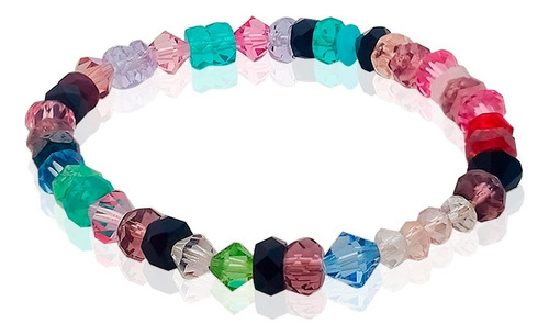 Pulsera De Bisutería #520 Con Múltiples Piedritas De Colores Diámetro 6 Cm