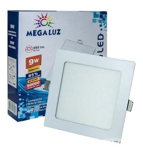 Lampara Led Empotrable Para Plafon, 9w Megaluz S08w09