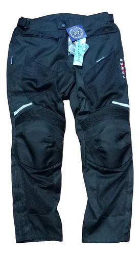 Pantalon De Verano Para Moto Con Protecciones, Color Negro.