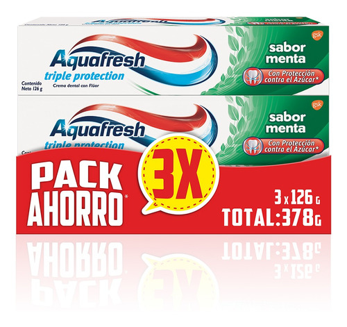 Pack Pasta Dental Aquafresh Menta 3 Unidades