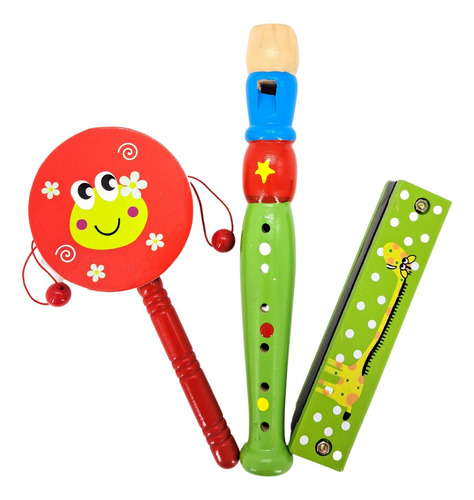 Set Musical Infantil 3 Instrumentos Cubeta Toys Denbu