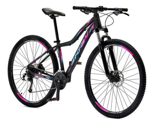 Bicicleta Aro 29 Krw Destiny Alumínio 27v Freio A Disco Sx50 Cor Preto/rosa E Azul