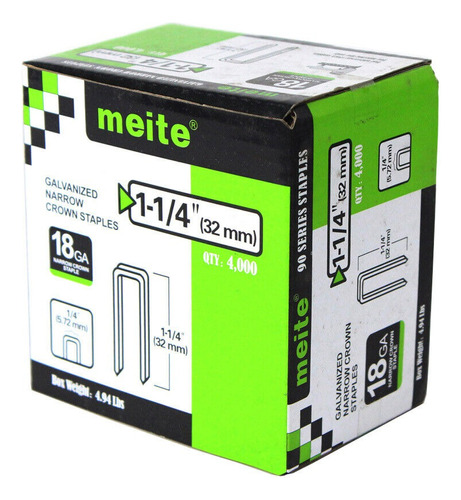 Grapas Meite Calibre 18ga 1/4 X 1.1/4'' Caja De 4000pzas