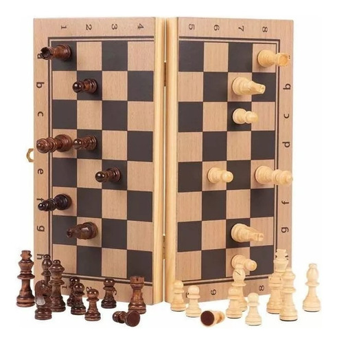 Ajedrez Tablero De Madera Set Juego De Mesa Plegable Sulidaa