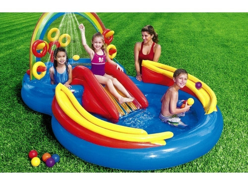 Play Center Pileta Niños Inflable Intex Rainbow 297x193x135