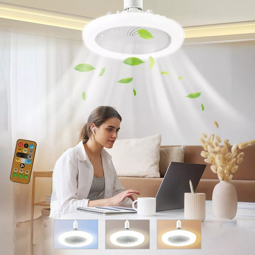 Ventilador Techo Lámpara Dimmable Led Luz 30w Control Remoto