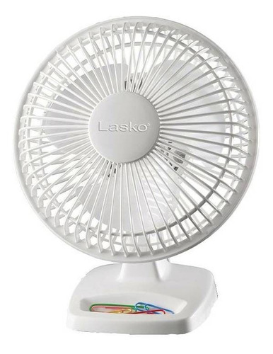 Ventilador de mesa Lasko 2002W blanco con 3 aspas, 6" de diámetro 120 V