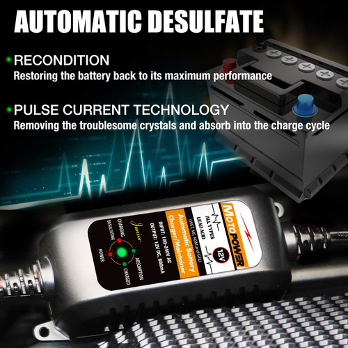 Motopower Mp00205a 12v 800ma Cargador De Batería Mantenedor