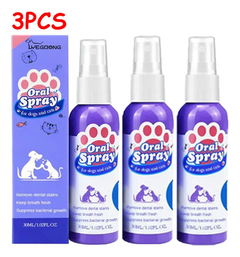 Aerosol Bucal Para Mascotas, 3 Unidades, Para Limpiar Los Di