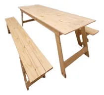 Comprar Mesa Plegable De Quincho Galeria 240cm + 2 Bancos  Pino 1ra