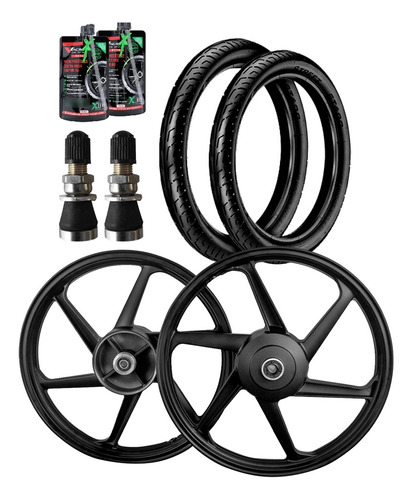 Combo Par Roda 6p + 2 Pneus 90/90-18 80/100-18 + Brindes
