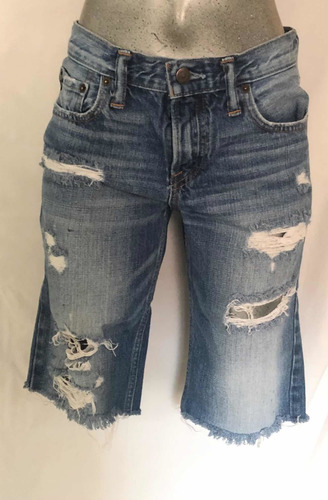 Short Abercrombie 16 Kids Mezclilla Rotos Niña Tipo Bermuda