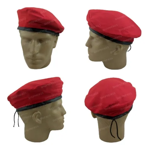 comprar Kit 6 Boinas Tática Estilo Militar Vermelha Tecido Ajustável