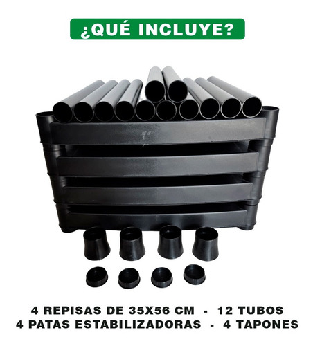 Imagen 5 de 9 de Estante Reforzado De Plástico Con 4 Repisas Armables